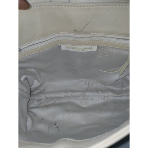 Armani Emporio VINTAGE Leather Adjustable Strap Shoulder Hand Bag White One Size - Picture 13 of 15